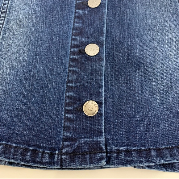 Hot Kiss Exposed Button Fly Fitted Mini Skirt Dark Faded Washed New Nwt Size 5 - Picture 8 of 15